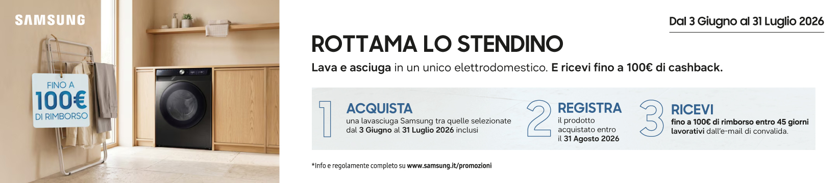 Rottama lo stendino, fino a 100€ di cashback