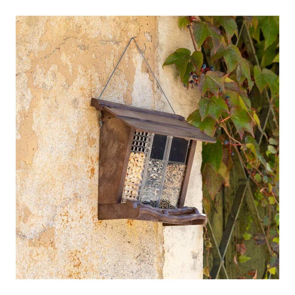 KOTARBAU® Mangiatoia per uccelli in legno con assicella coperta