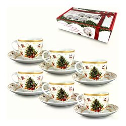 Sweejar - Set di 4 tazzine da caffè in porcellana con piattino