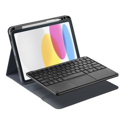 Custodia Con Tastiera Bluetooth In Pelle Sintetica Nera Per Tablet 9.7, 10, 10.1 Pollici