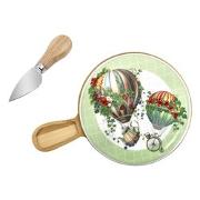 Tagliere Per Formaggio In Bambù 38x18,5x5cm Con 3 Coltelli Inclusi - Set Da Taglio E Servizio - 2