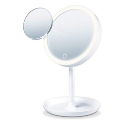Specchio Da Trucco Con Luci SONGMICS, Controllo Touch, 9 LED Dimmerabili, 3 Temperature Colore, 25x30 Cm, Bianco Opaco LWM005WC02