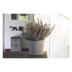 Vaso Rotondo Prosperplast Splofy 28,2L - Plastica Bianco, Effetto Tessuto, 39,1x33 Cm, Per Piante Da Interno/Esterno