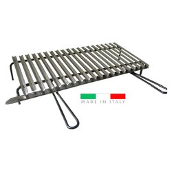 Griglia Camino Regolabile In Acciaio Inox AISI 304: Larghezza 60-70 Cm, Manici In Legno - Perfetta Per Interni E Giardino