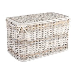 Cestone Vimini Intrecciato Con Cuscino Antimacchia - 60x30x60 Cm - Decori Assortiti
