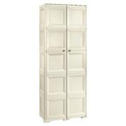 Armoire D'extérieur Terry Sequoia 2680 - 2 Portes, 3 étagères Réglables, 68x39x172 Cm - En Plastique Recyclé, Gris/noir Effet Bois