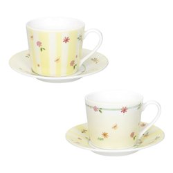 Set 4 Tazze Da Caffè In Porcellana – Animali Fattoria Multicolore – 11 Oz – Rosa E Blu