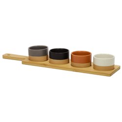 ARAMBH Set di 4 ciotole in legno di acacia, realizzate a mano